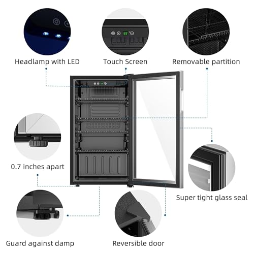 Compact Freestanding Beverage Refrigerator and Skincare Fridge, 0.9 Cu Ft Mini Fridge N768451