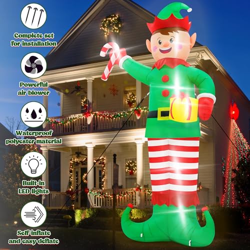 Giant Inflatable Santa Claus with LED Lights Outdoor Christmas Decorations W1618