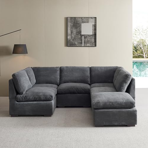 131" Oversized Modular 6-Seater Cloud Sectional Sofa with Reversible Chaises Q698