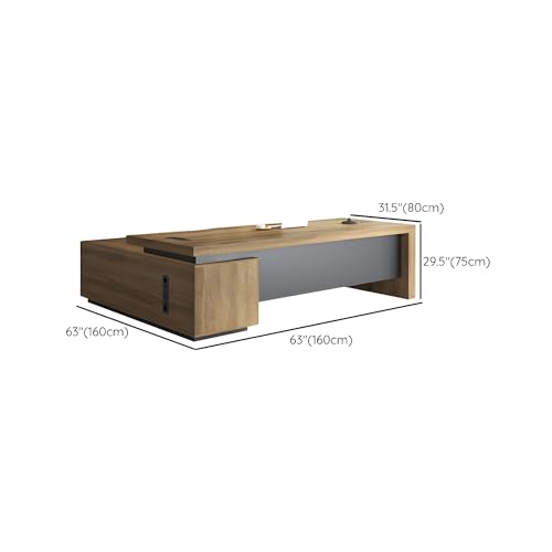 Rustic L Shaped Executive Desk for Office, Farmhouse Wood Computer Desk C69230