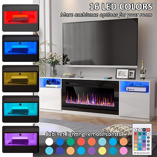 70" Fireplace TV Stand with 36" Electric Fireplace, Black G64397