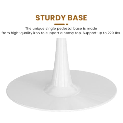 42 Inch Round Tulip Dining Table with Metal Pedestal Base V455351