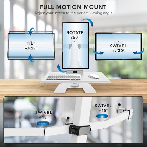 Mount-It! Electric Standing Desk Converter - Motorized Sit-Stand Desk Riser with Monitor Mount, 32" V46023