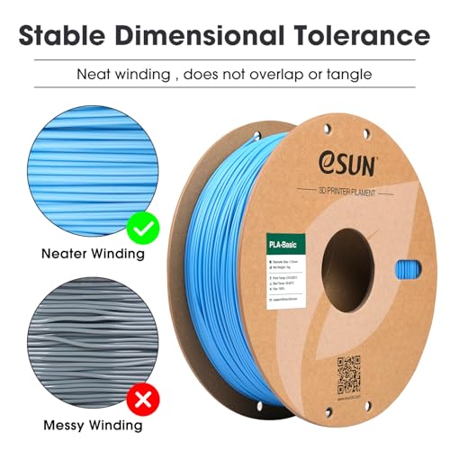 eSUN PLA Basic Filament 1.75mm, 3D Printer Filament, 1KG Spool, Black B3638