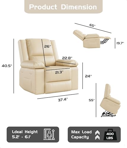 GarveeHome Power Lift Recliner Chair with Heat and Massage, Faux PU, for Elderly I162