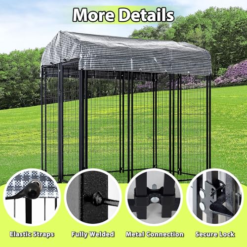Large Outdoor Dog Kennel with Roof Cover Heavy Duty Welded Wire Steel Dog Pen B5629