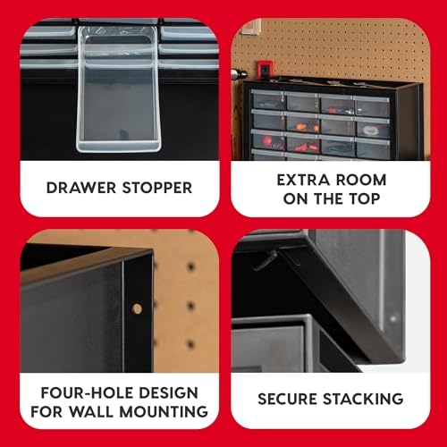 IRIS USA Plastic Drawer Storage Organizer, 24-Drawer Cabinet for Crafts Hardware Tools - Black I685821