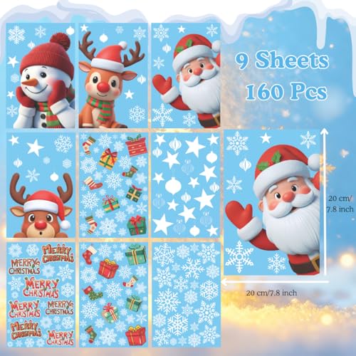 226 PCS Snowflake Window Clings, Reusable Winter Window Decals for Holiday Decor M46237