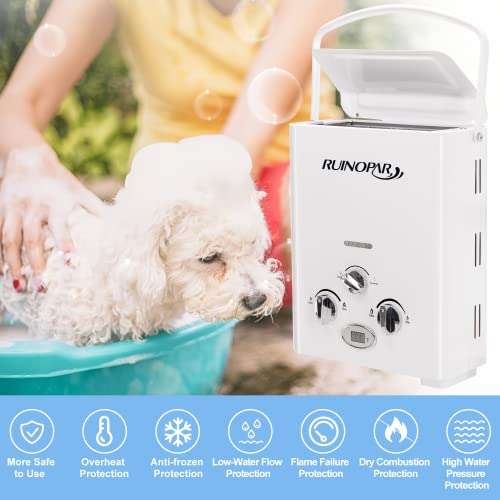 Portable Propane Tankless Water Heater 6L for RV Camping Boat Cabin Black S620171