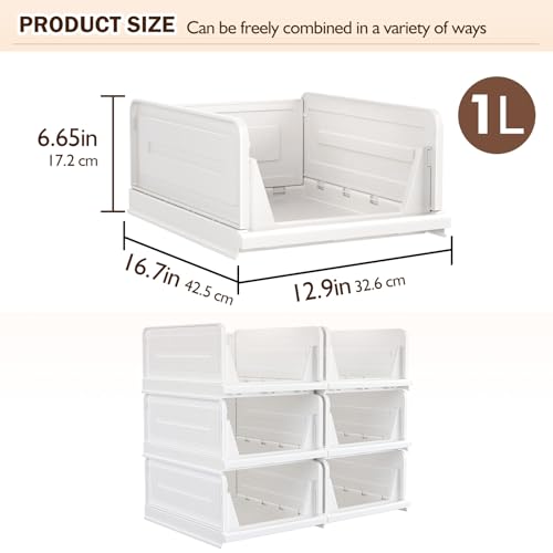CTSNSLH 5 Pack Folding Closet Organizers Storage Box, Stackable Bins, White B5705