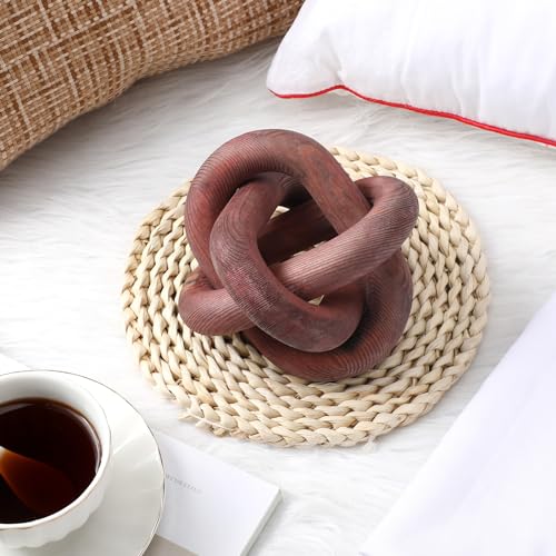 Hand Carved Wood Chain Link Decor for Coffee Table Shelf (Black) P51931