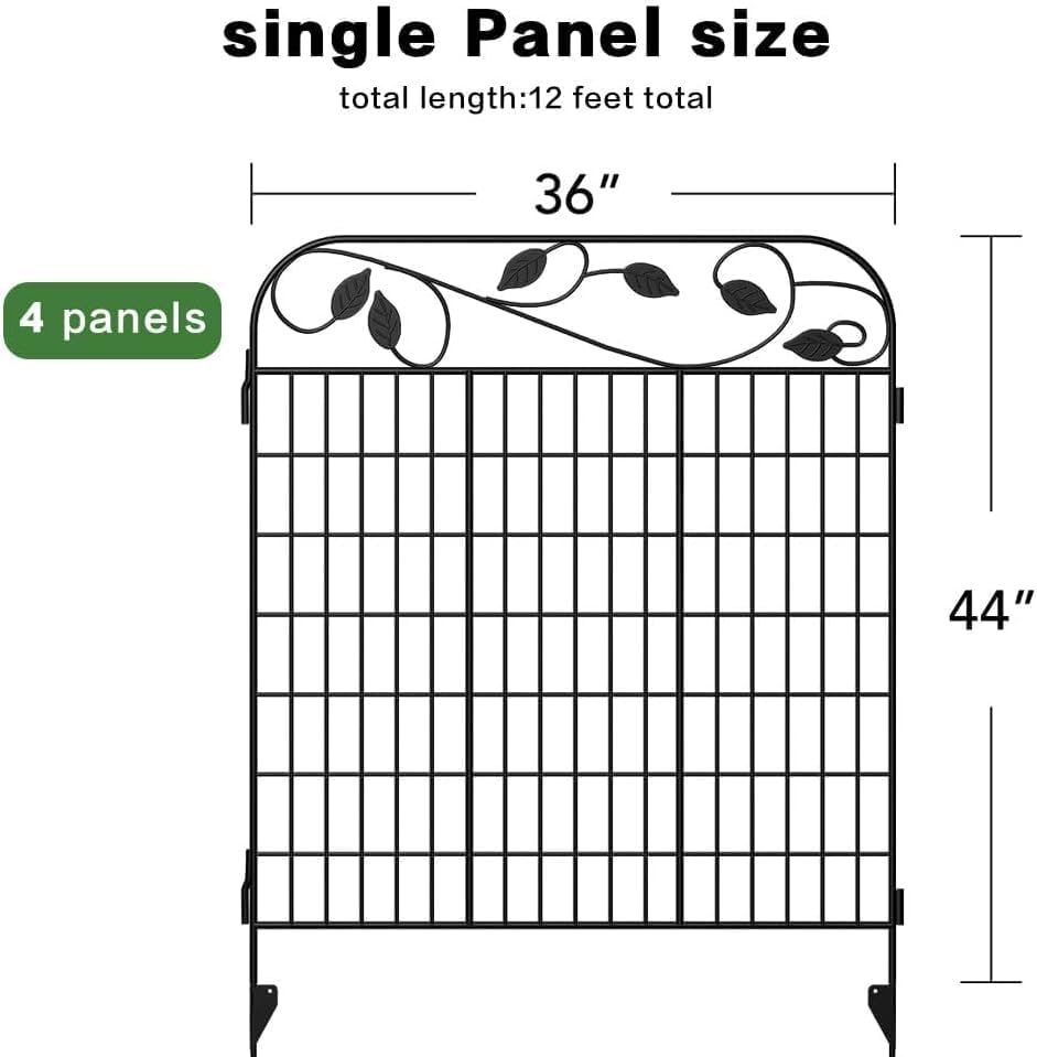 AMAGABELI GARDEN & HOME 4 Pack Decorative Garden Fence Panels Black U28786