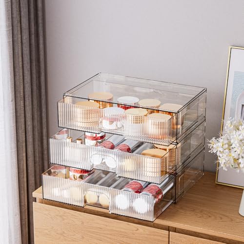 ZHIAI 3 Pack Clear Stackable Acrylic Cosmetic Organizer with Drawers N472