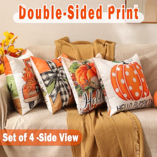 Christmas Pillow Covers 18x18 Set of 4, Double-Sided Print G493315