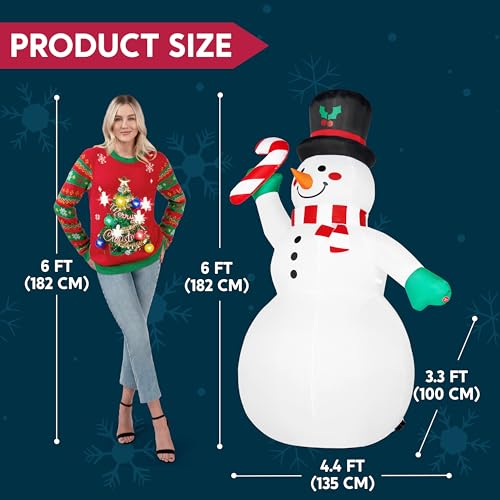 Joiedomi 6 FT Tall Christmas Inflatables Snowman with Built-in LEDs U780