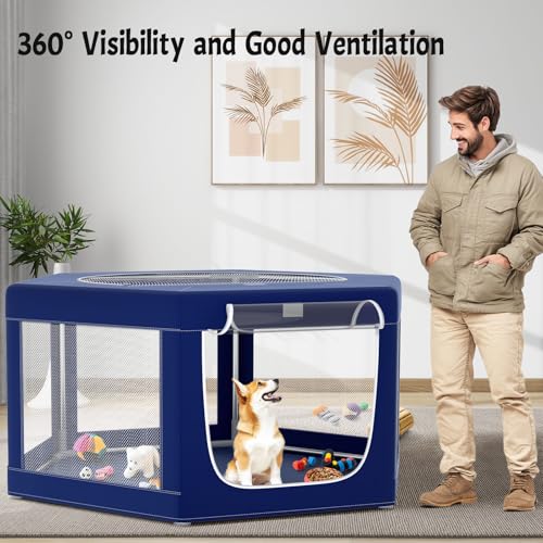 Puppy Playpen Indoor for Small Pets, 42x42x25 Inch with Gate U1971