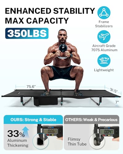Gonex Extra Wide Camping Cot with Breathable Mesh, Supports 350lbs H8062
