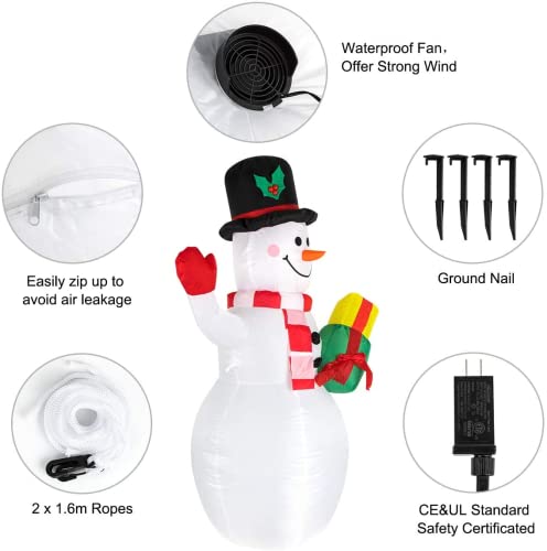 Inflatable Snowman Christmas Decoration with Rotating LED Lights N534