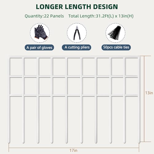 Animal Barrier Fence 42.5ft x 13in, 30 Panels No Dig Garden Fence for Dog Rabbit W8104