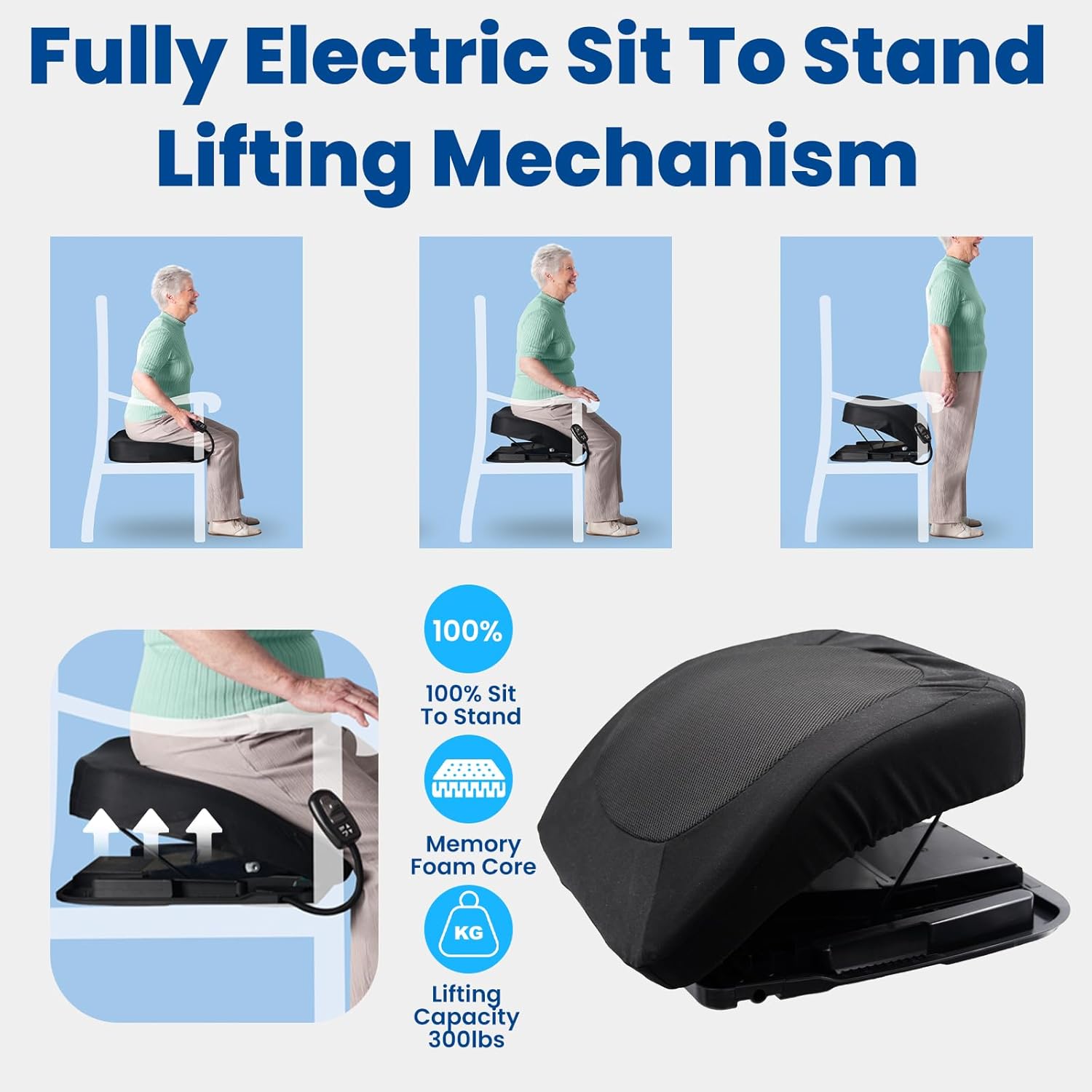 Electric Lift Cushion for Elderly Sit to Stand Assist, 300lbs B14615