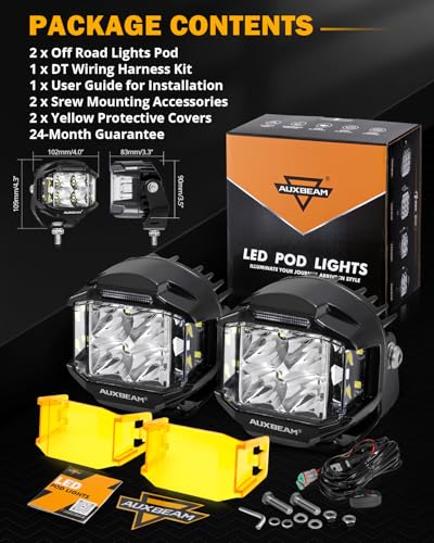 Auxbeam V-MAX Series 72W LED Pod Driving Lights with Amber DRL M188641