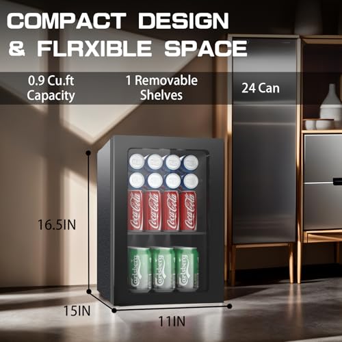 Compact Freestanding Beverage Refrigerator and Skincare Fridge, 0.9 Cu Ft Mini Fridge N768451