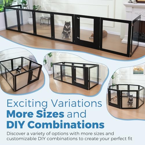 Heavy Duty Clear Acrylic Dog Playpen with Metal Frame, 6 Panels with Door I91403