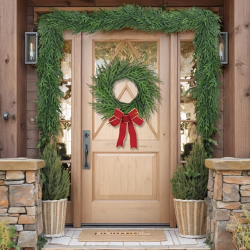 Artgar 12Ft Christmas Pine Garland, 2 Pcs Real Touch Artificial Greenery N48749