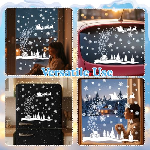 226 PCS Snowflake Window Clings, Reusable Winter Window Decals for Holiday Decor M46237