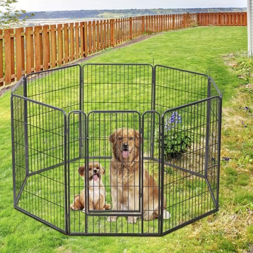 LEMY 16 Panels 32 in Metal Pet Playpen with Door, Black N86004