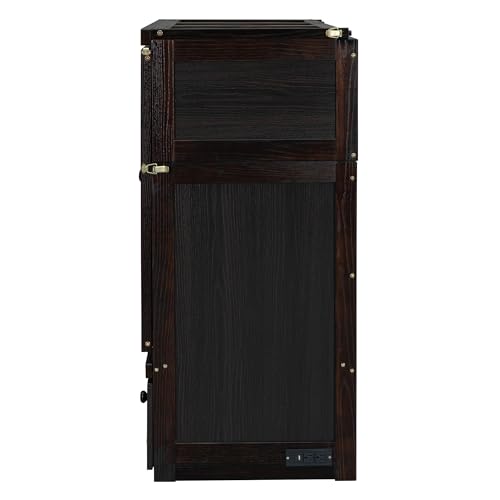 Harper & Bright Designs Queen Murphy Bed Cabinet, Solid Pine, Espresso W128