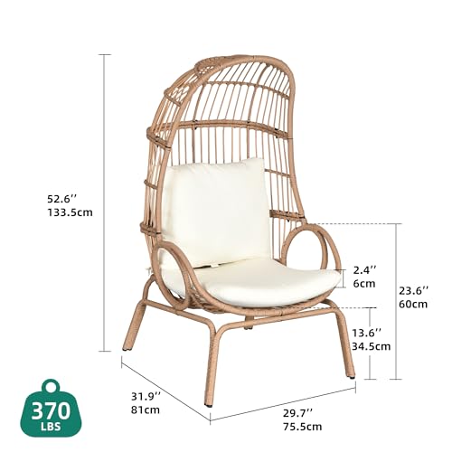 YITAHOME Outdoor Narrow Egg Chair with Stand & Cushion, Beige P70479