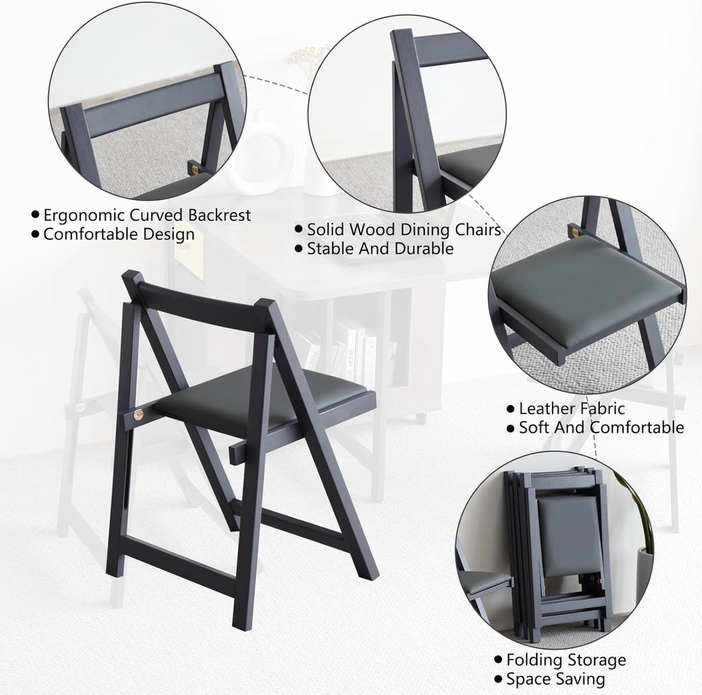 5-Piece Folding Dining Table and Chairs Set, Space Saving, Grey N220079