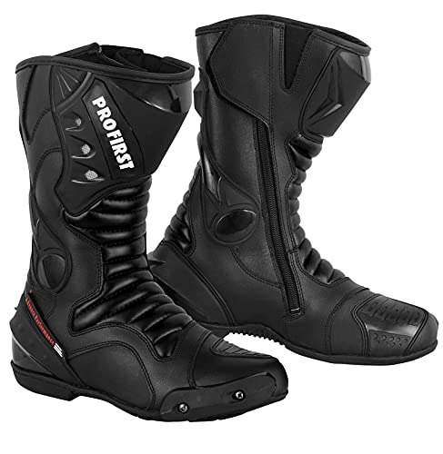 PROFIRST Motorbike Leather Boots Motorcycle Waterproof Motorbike Shoes Armored Boot Protection Anti Slip Racing Sports