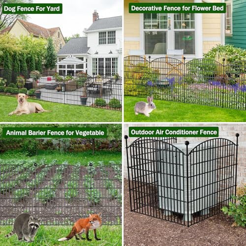 10 Panels No Dig Decorative Garden Fence, Rustproof Metal Dog Fence for Yard U518