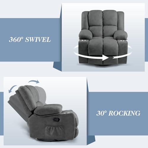 Oversized Power Lift Recliner Chair for Elderly with Massage, Dark Grey U371
