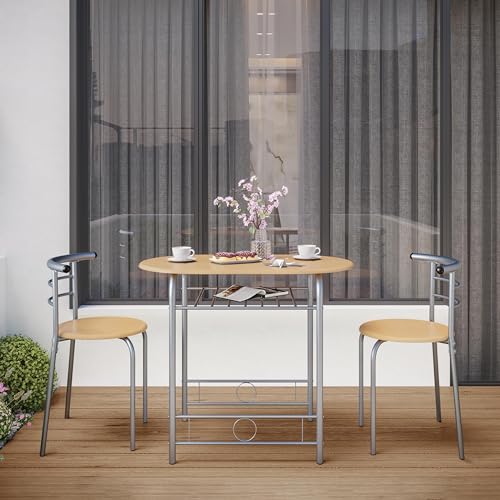 Yaheetech 3-Piece Dining Table Set with 2 Chairs, White X5971