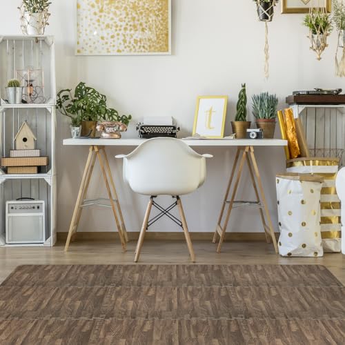 Sorbus Wood Grain EVA Interlocking Floor Mats with Borders J287
