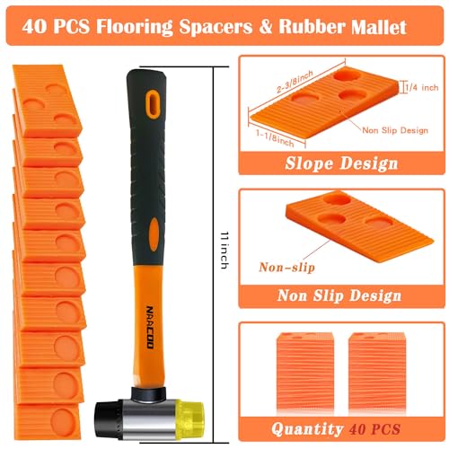 NAACOO Laminate & Vinyl Flooring Installation Kit with Tapping Block, Pull Bar, Spacers & Mallet V9148