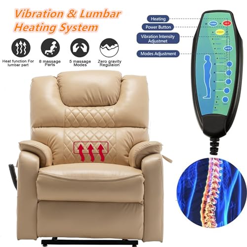 Lift Chair Recliner with Massage and Heat, Heavy Duty for Seniors, Brown V12888