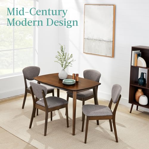 Best Choice Products 5-Piece Dining Set, Mid-Century Modern Table & 4 Chairs, Wooden Frame, Charcoal/Walnut D1250