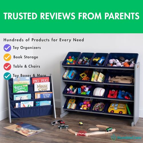 Humble Crew Supersized Toy Storage Organizer with 16 Removable Bins, Grey/White D772791