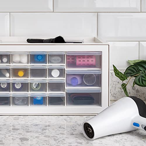 IRIS USA Plastic Drawer Storage Organizer, 24-Drawer Cabinet, White L6685