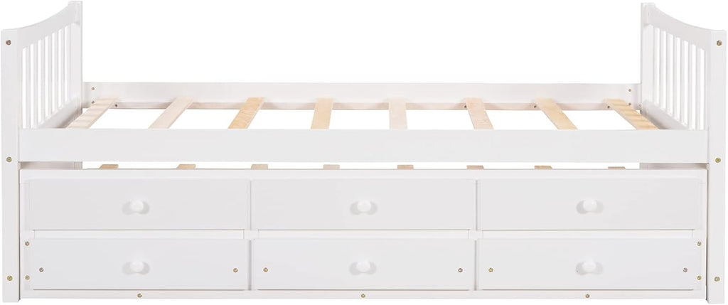 Harper & Bright Designs Twin Daybed with Trundle and Storage Drawers, White N417