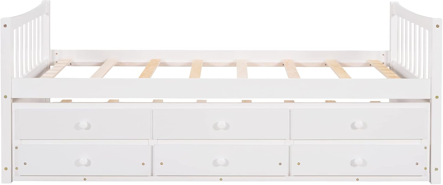 Harper & Bright Designs Twin Daybed with Trundle and Storage Drawers, White N417