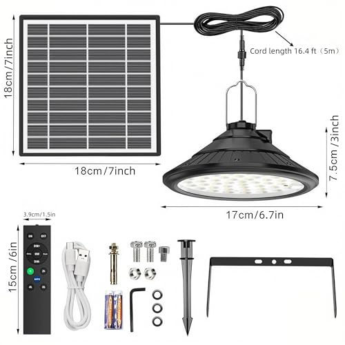 Solar Chicken Coop Light with Timer, Warm LED, IP66 Waterproof, 16.4ft Cord O57147