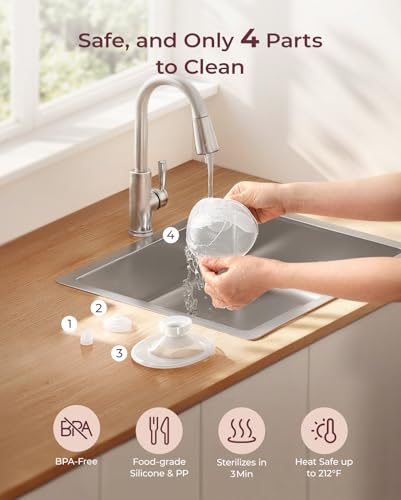 Momcozy M5 Hands-Free Wearable Breast Pump, Double-Sealed Flange, 3 Modes & 9 Suction Levels, 24mm, 2-Pack Quill Gray Z371714