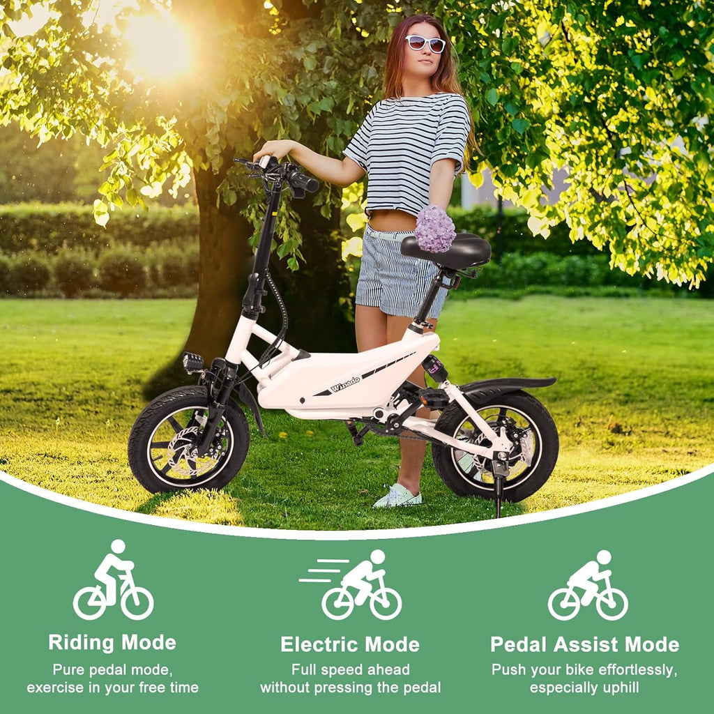 Winado 14" 350W Folding Electric Bike for Adults with Pedal and Dual Disc Brakes L805018