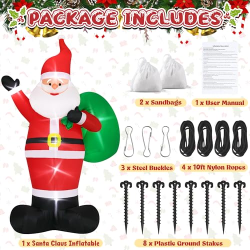 Giant Inflatable Santa Claus with LED Lights Outdoor Christmas Decorations W1618