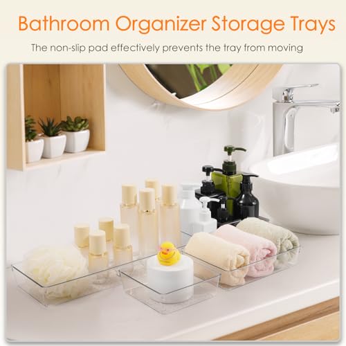 Criusia Drawer Organizer, 10 Pack Clear Plastic Storage Bins, 3 Sizes I166